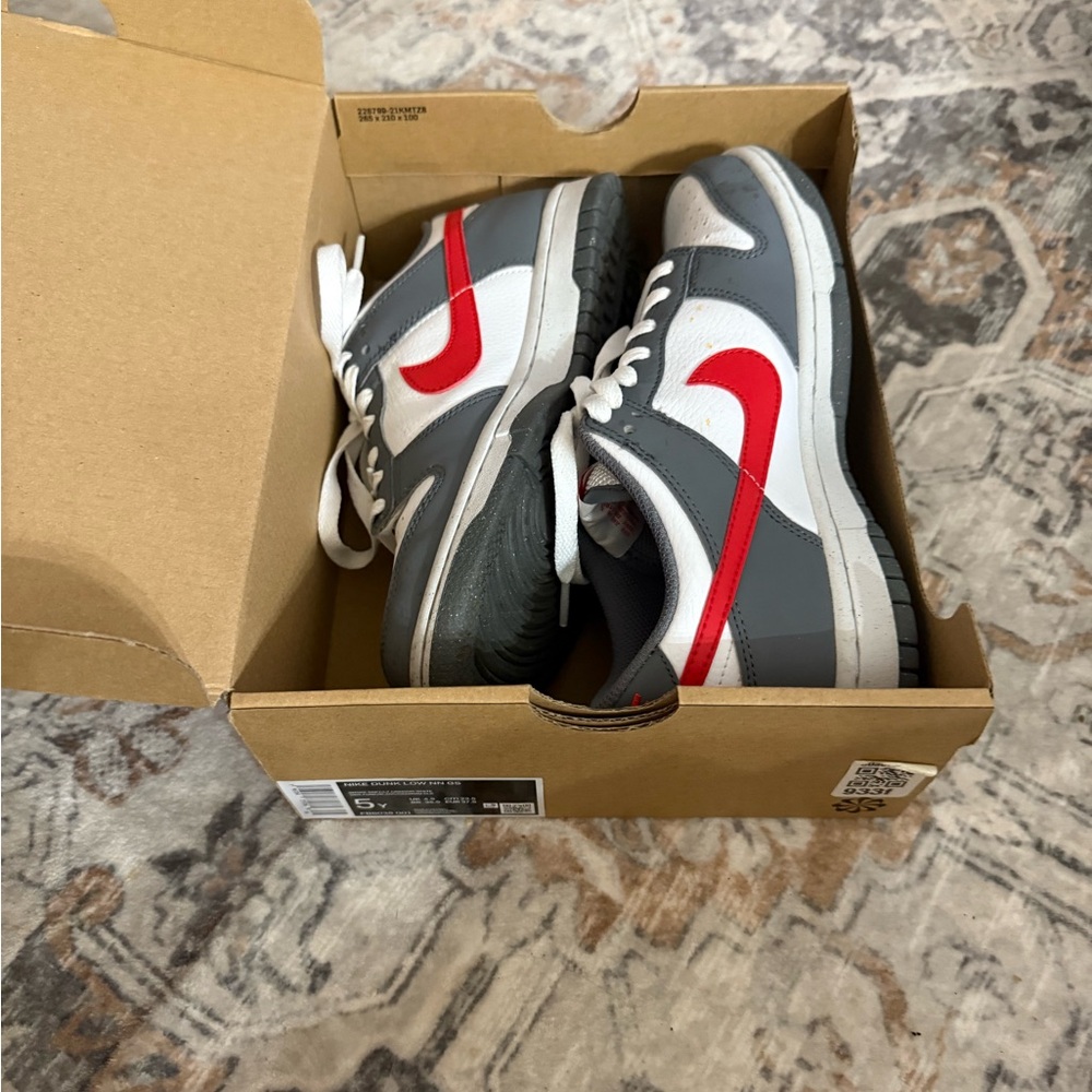 Youth Nike  Dunks Gray and Red